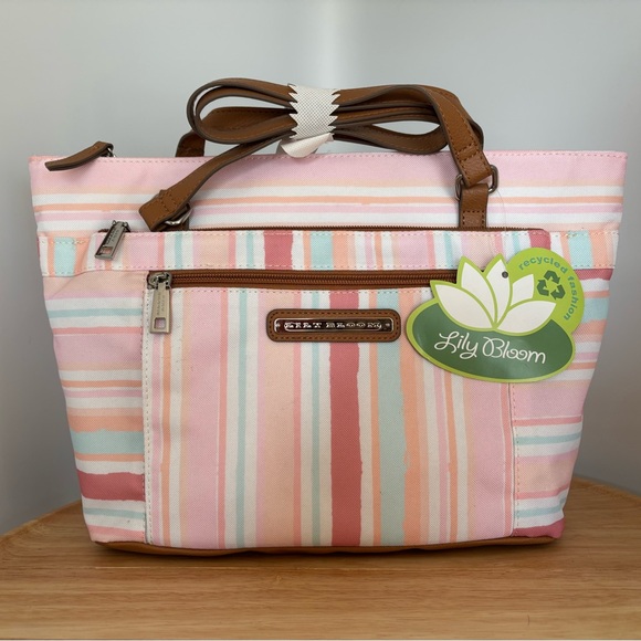 Lily Bloom Handbags - Lily Bloom Pastel Striped Tote Bag